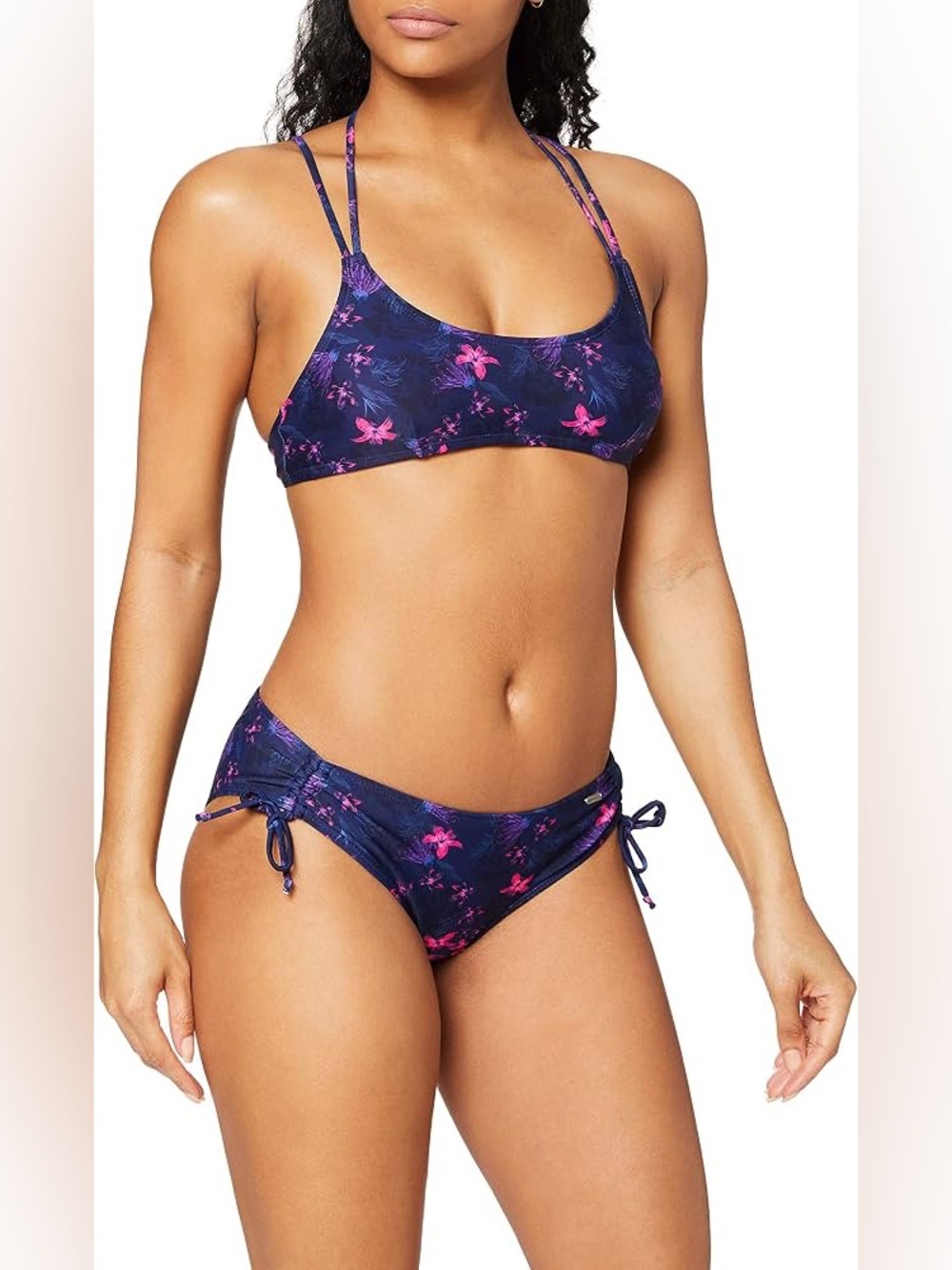 Women's rip zone Floral Print bikini top - Blue and Pink size S